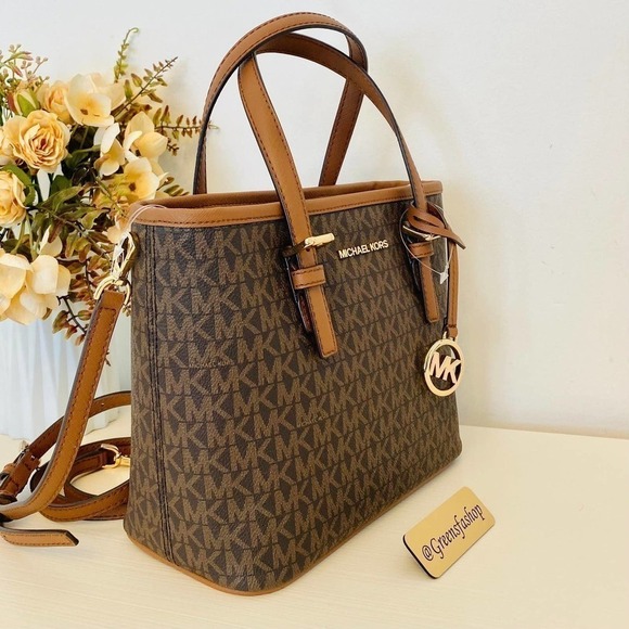 Michael Kors XS Jet Set Travel Carryall Top Zip Tote Brown - Picture 4 of 11